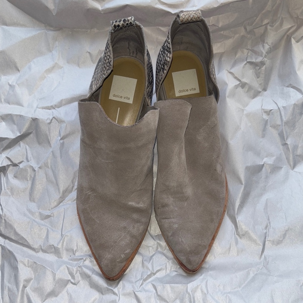 Dolce Vita Gray Ankle Booties with V-Cut Design